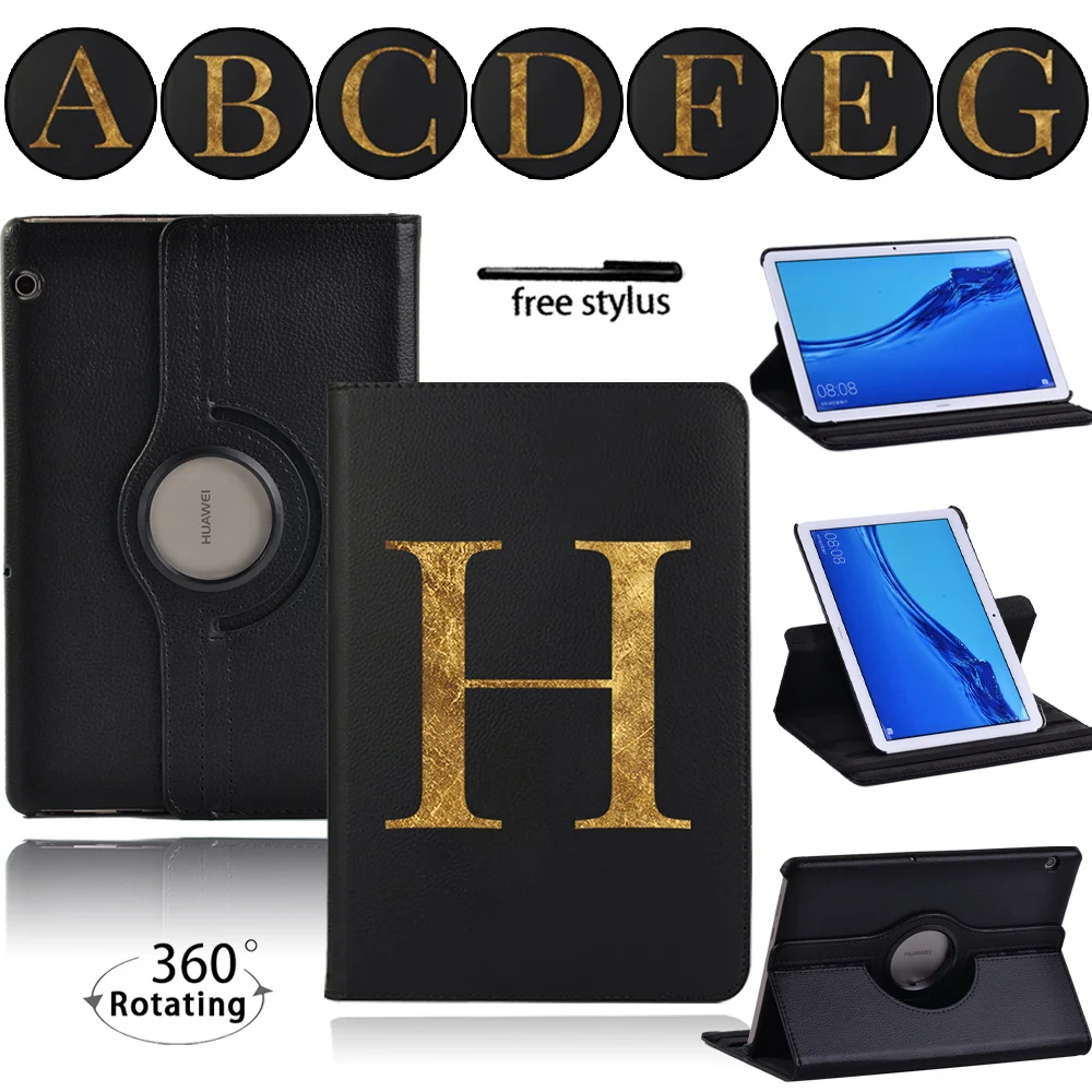 

For Huawei MediaPad T3 10 9.6"/ MediaPad T5 10 10.1" Drop resistance 360 Rotating Pu Leather Bracket Tablet Cover Case