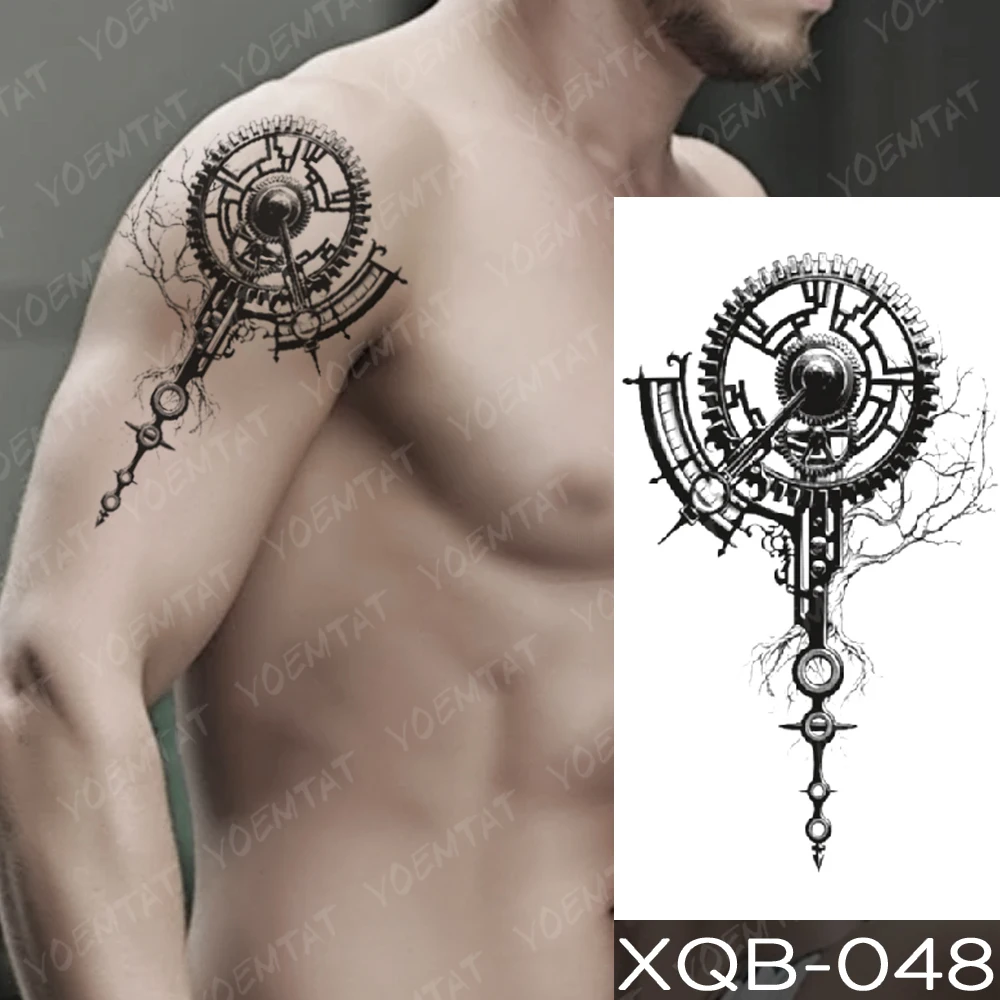 Waterproof Temporary Tattoo Sticker Mechanical Bionic Gear Flash Tattoos 3D Robot Electricity Body Art Arm Fake Tatoo Women Men