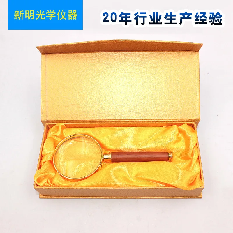 

Optical Lens Ultra Clear Magnifying Glass Handheld Glass Magnifying Glass Red Wooden Handle Metal Frame Magnifying Glass