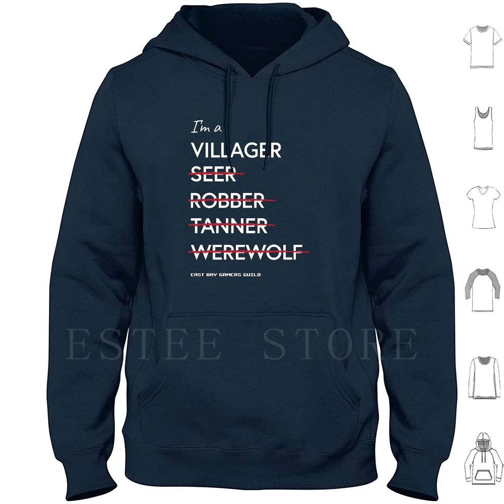 I'm A Villager Hoodie Long Sleeve Werewolf Board Game Gaming One Night Werewolf Villager Ultimate Werewolf Seer East Bay