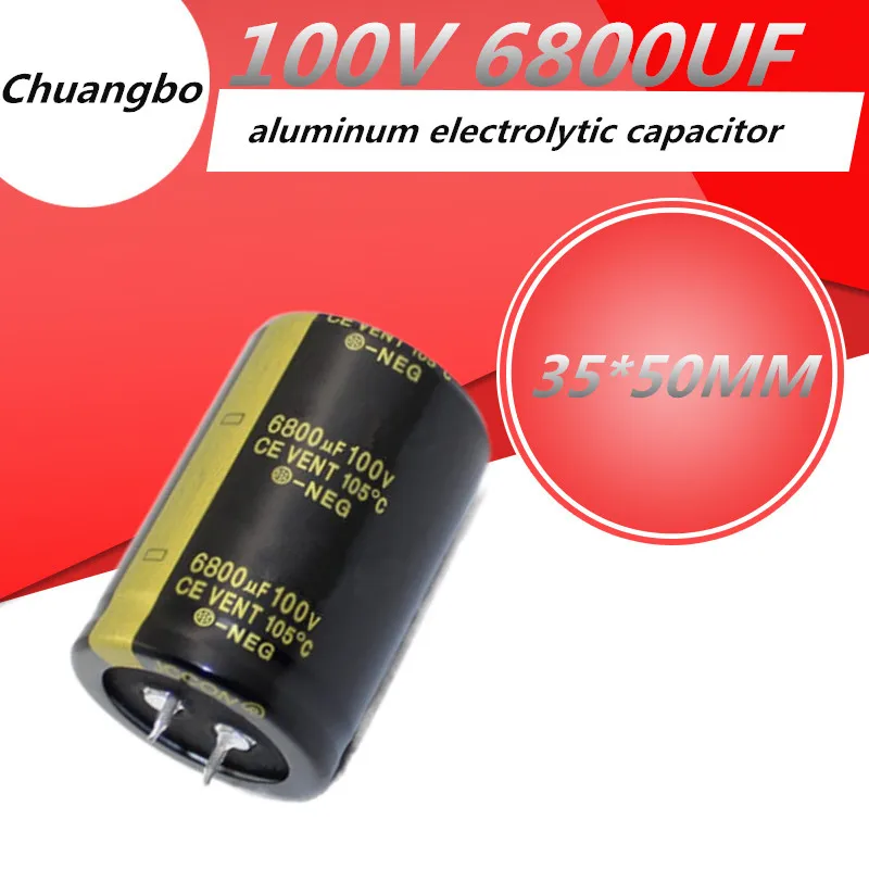 

2-5pcs Audio Electrolytic Capacitor 100V6800UF 100V 6800UF 35*50MM For Audio Hifi Amplifier High Frequency Low ESR Speaker