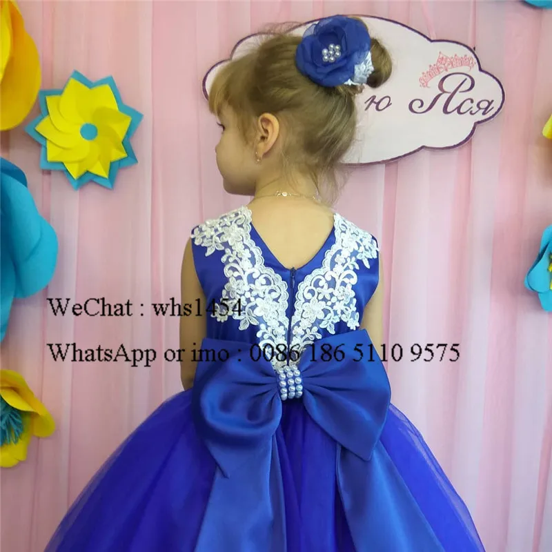 Mbcullyd-vestido de fiesta azul real para niña, vestido de flores con Apliques de encaje, Vestidos de desfile para niña, Vestidos de primera comunión 2023