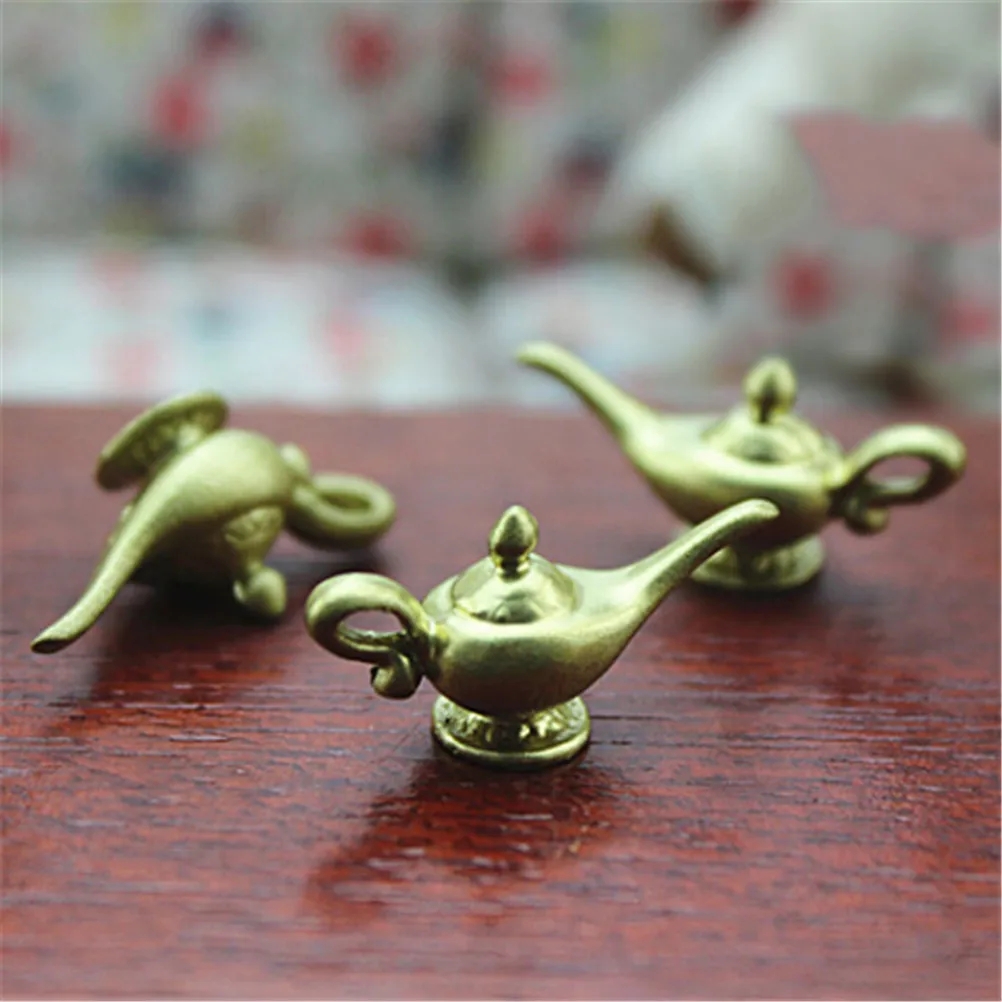 1;12 Dollhouse Miniature Mini Gold Teapot Toy Model Kids Gift