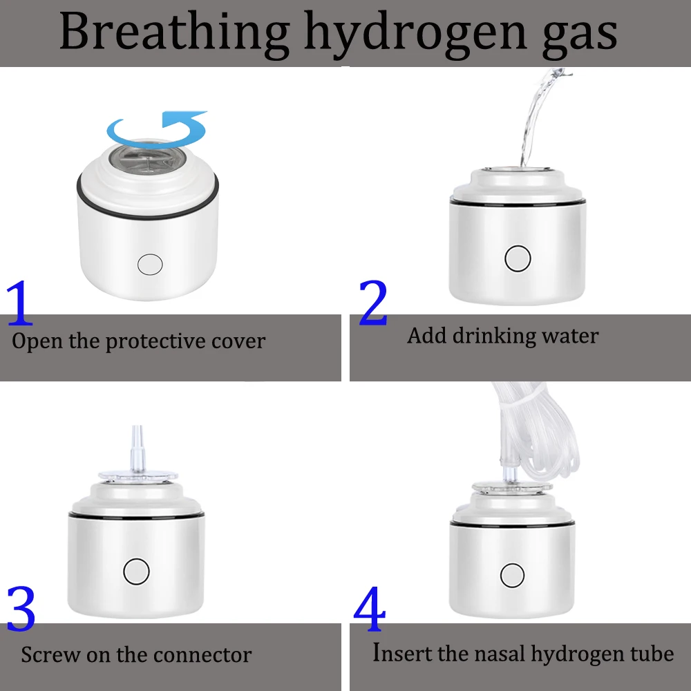 IHOOOH Portable Quantum Nano High Hydrogen Water Generator H2 Bottle Anti-Aging Electrolysis Lonizer Pure H2 Gas Ventilator