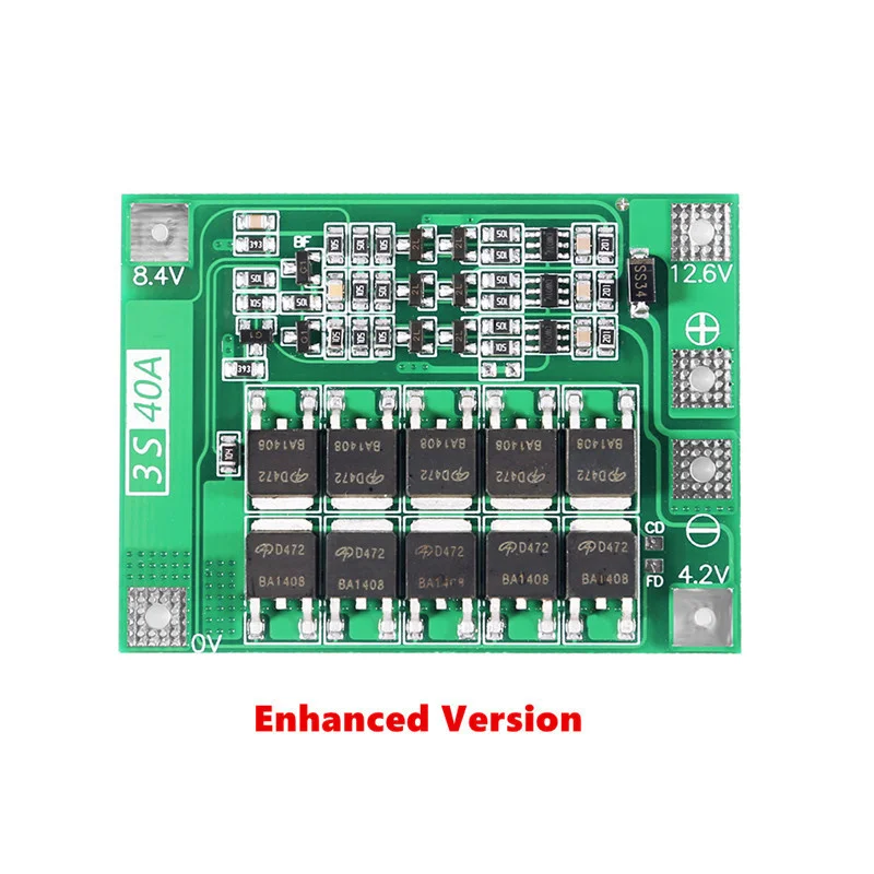 3S/4S 20 40A 60A Li-ion Lithium Battery Charger Protection Board 18650 BMS Drill Motor 11.1V 12.6V/14.8V 16.8V Enhance/Balance