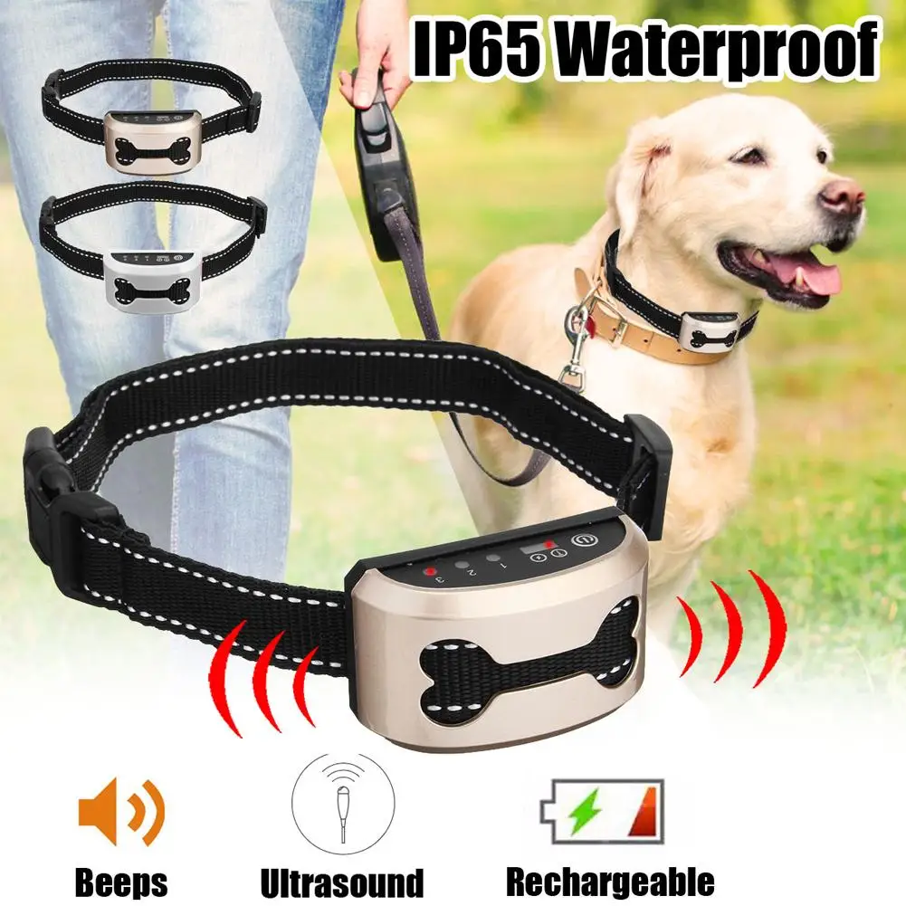 Pet Dog Anti Bark Guard Waterproof Auto Anti Humane Bark Collar Stop Dog Barking Rechargeable Shock/Safe USB Electric Ultrasonic