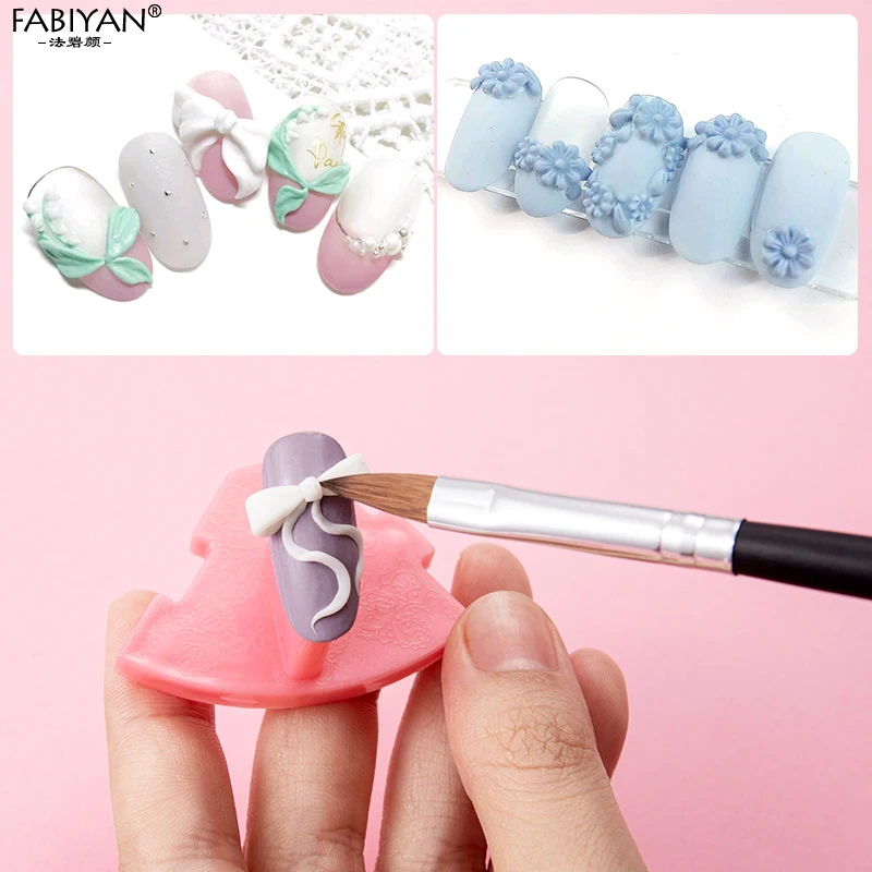 Nail Art Sculpture Carving Bloem Borstel Acryl Liquid Powder Bloem Vormgeven Pen Uv Gel Tekening Puntjes Tool 3 Stks/set