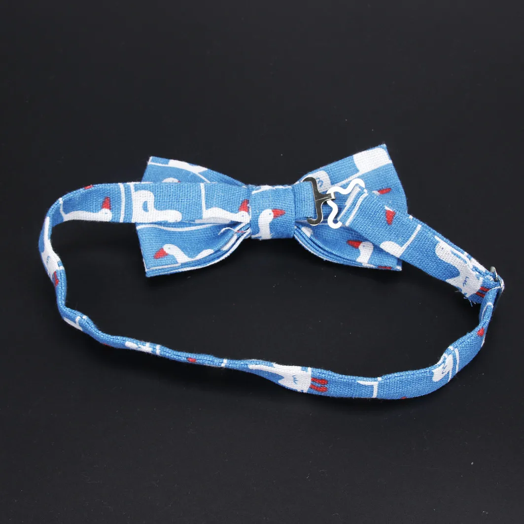 Męskie fajne z lnu z nadrukiem miłość w paski muszki człowiek szyi Bowtie UnionFlag Bowknot Gravatas krawat letni nadruk niedźwiedzia motyl