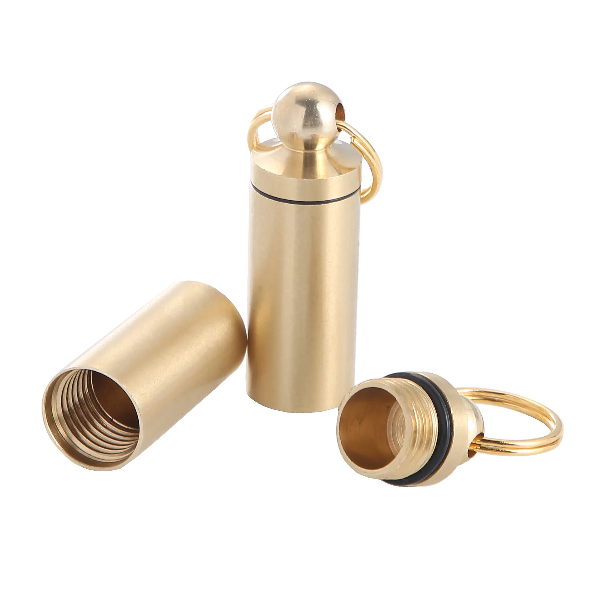 Portable Pill Box Case Waterproof Brass Bottle Container Keychain Medicine Box For Travel Short Journey