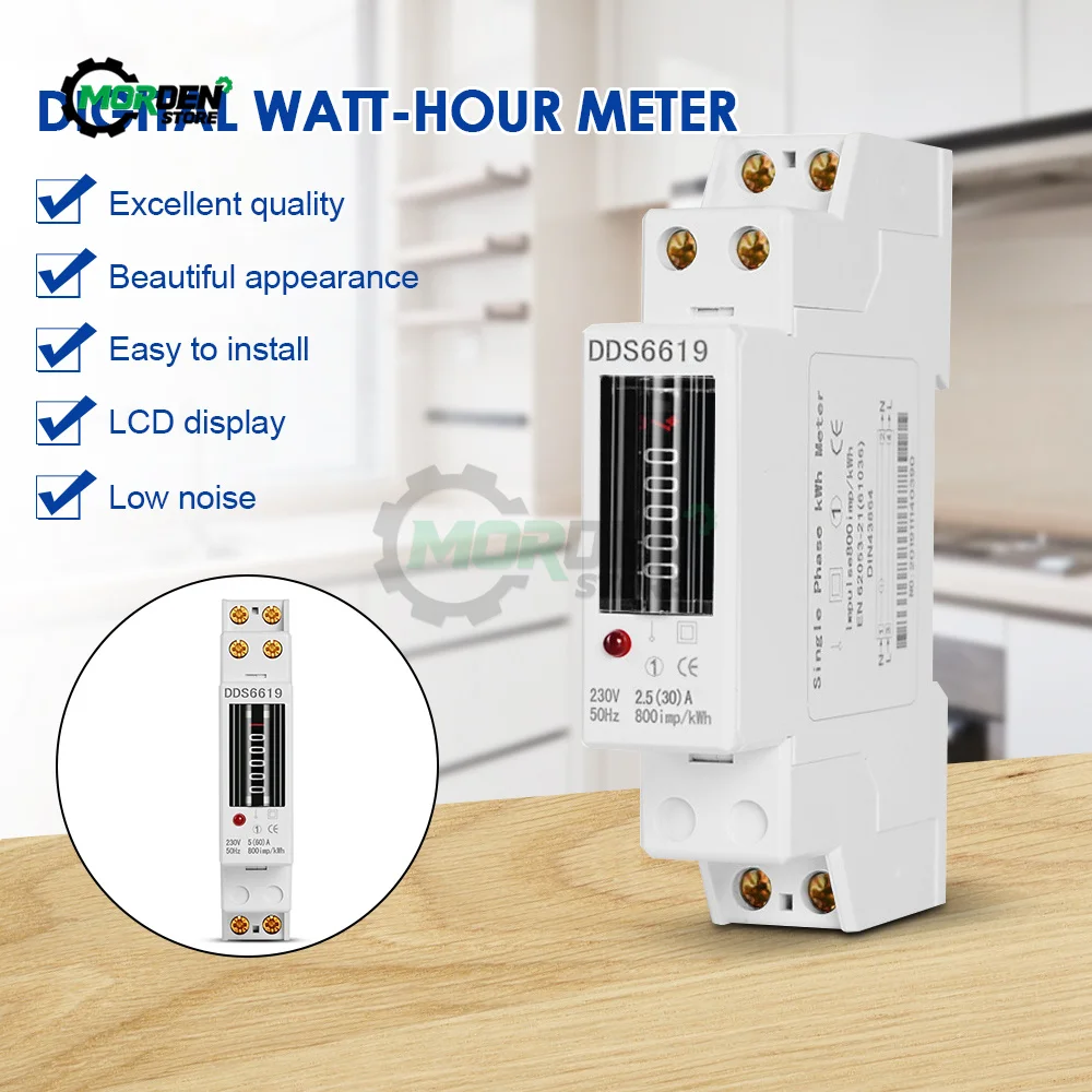 

Цифровой измеритель потребления энергии 1p 18 мм аналоговый однофазный 2 провода кВтч переменный ток 230 В 50 Гц Электрический рельс для электроинструментов