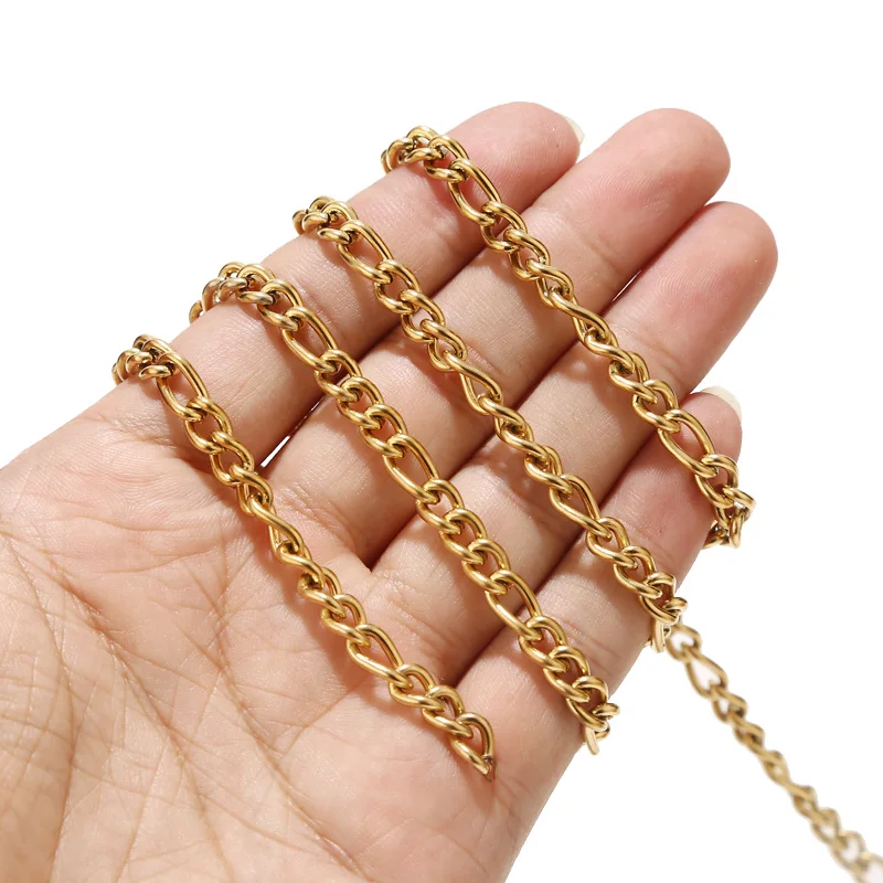 

1m/2m/5m Stainless Steel 6mm Width Round Figaro Chains 3:1 Heavy Link Chain For DIY Jewelry Making Necklaces Bracelets Findings