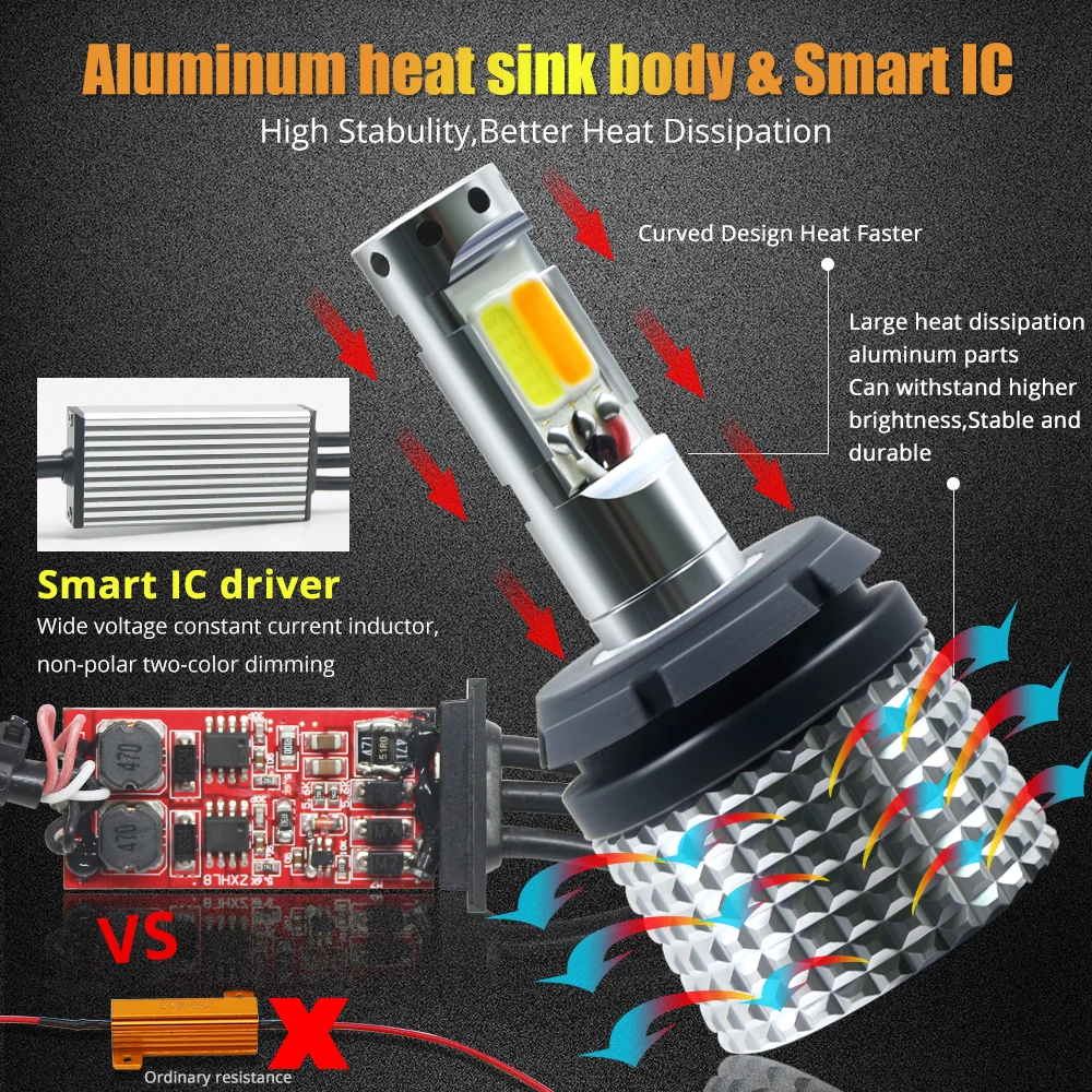 Daytime Running Light Turn Signal 1156 7440 7443 3157 3156 Socket DRL LED Lamps For Car Auto White Driving Yellow Turn Lights