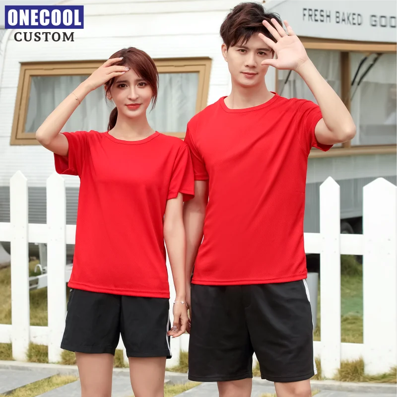 9 Colors Breathable Quick-Drying T-Shirt Custom Logo Embroidery Text Brand Summer Sports Tops ONECOOL 2021