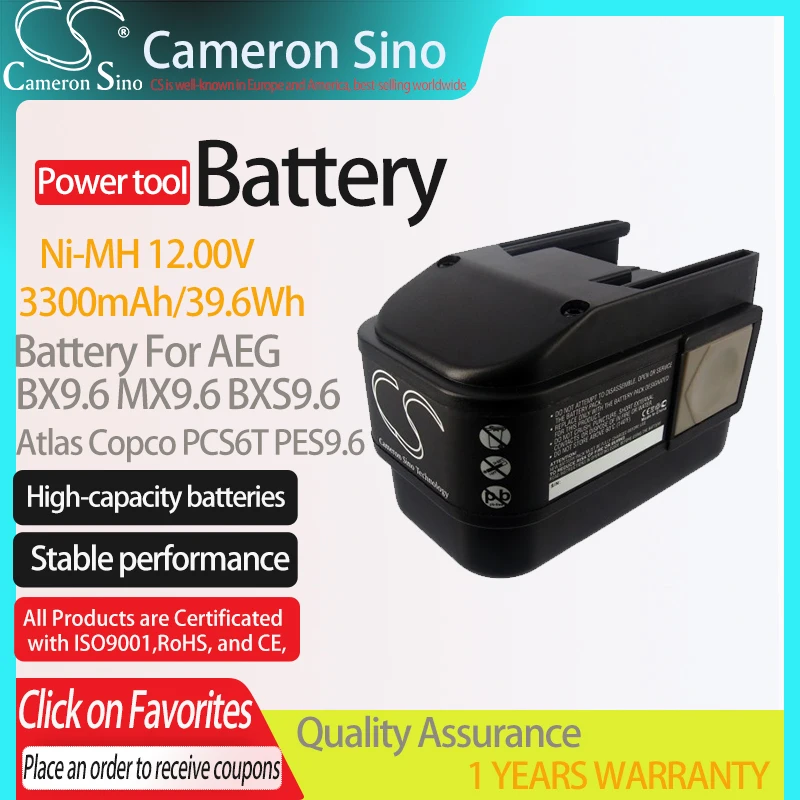 Cameron Sino Battery for AEG BX9.6 BXS9.6 B9.6 MX9.6 Fits Atlas Copco PCS6T PES9.6 9.6T Power Tools Replacement Battery 2100Mah