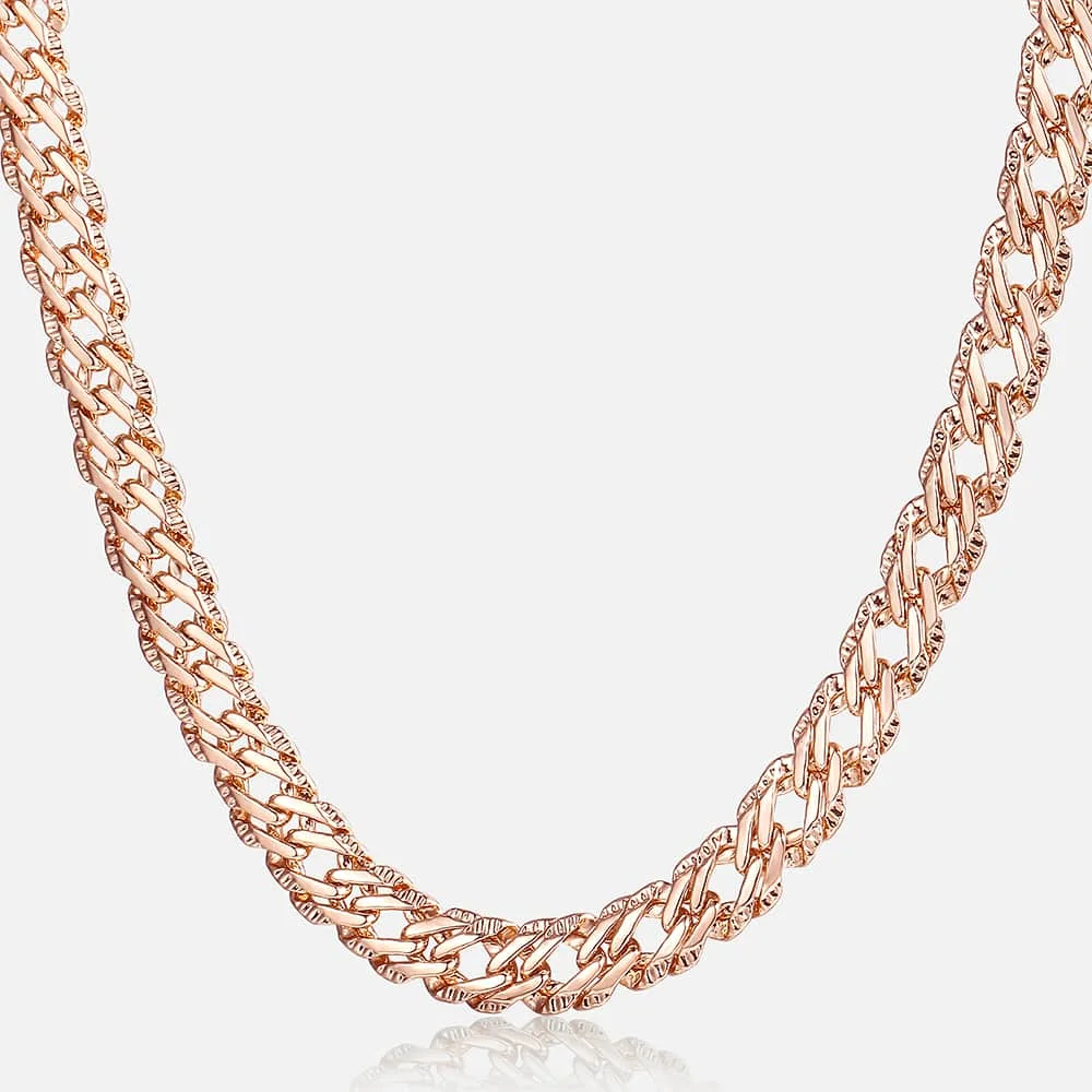 Trendsmax Necklaces for Women Men 585 Rose Gold Color Venitian Curb Link Chain Necklace 45cm 55cm 60cm Fashion Jewelry KGN453