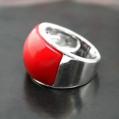 

wholesale good 12*16mm RARE RED CORAL 925 STERLING SILVER JEWELRY RING SIZE 7/8/9/10 silver-jewelry