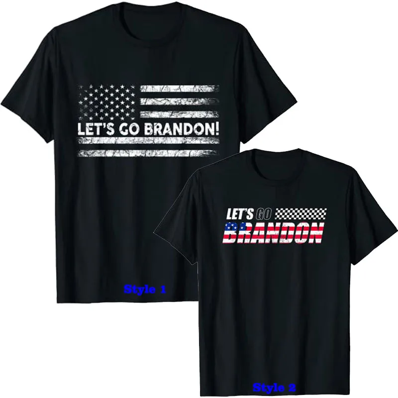 Let's Go Brandon Racing T Shirt Funny Joe Biden Chant Impeach Biden USA Flag Tee Tops Men Clothing