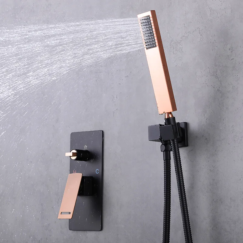 

Bathroom Shower Set Rain Shower Faucets Bath Mixer with Hand Shower Sink Rose Gold Bath Shower Wall Mounted Mxier Taps Black