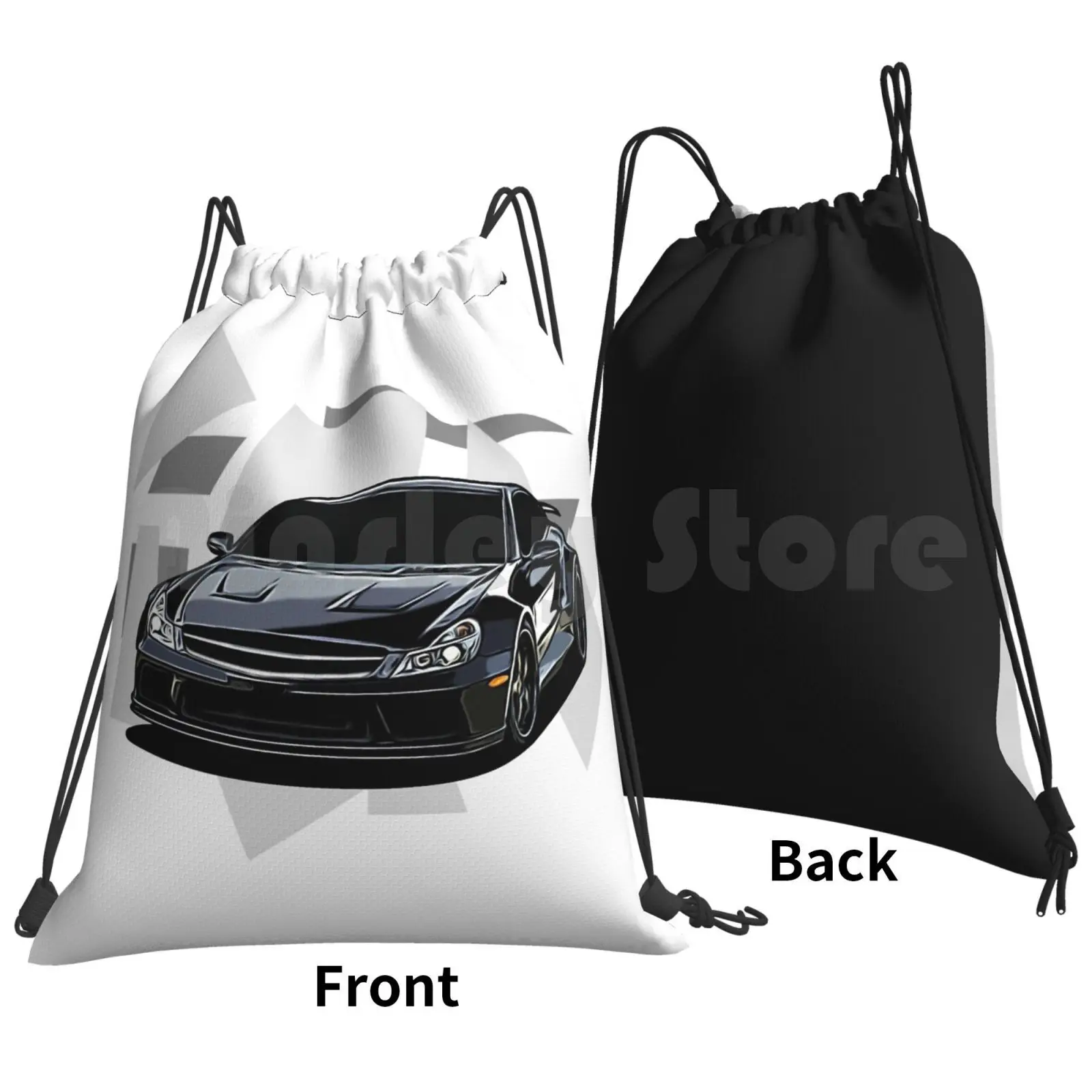 Onyx Black Sl65 Black Series Front Side Backpack Drawstring Bag Riding Climbing Gym Bag Car Cars Automobile Motorcar Road