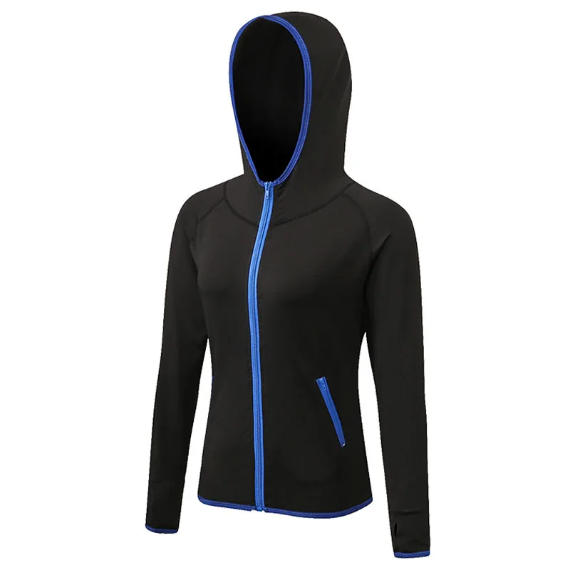 Customize LOGO Women Hoodies Zip Up Running Jacket Quick Dry Long Sleeve Sports Gym Sweatshirt Yoga Fitness Zipper Outwear Tops