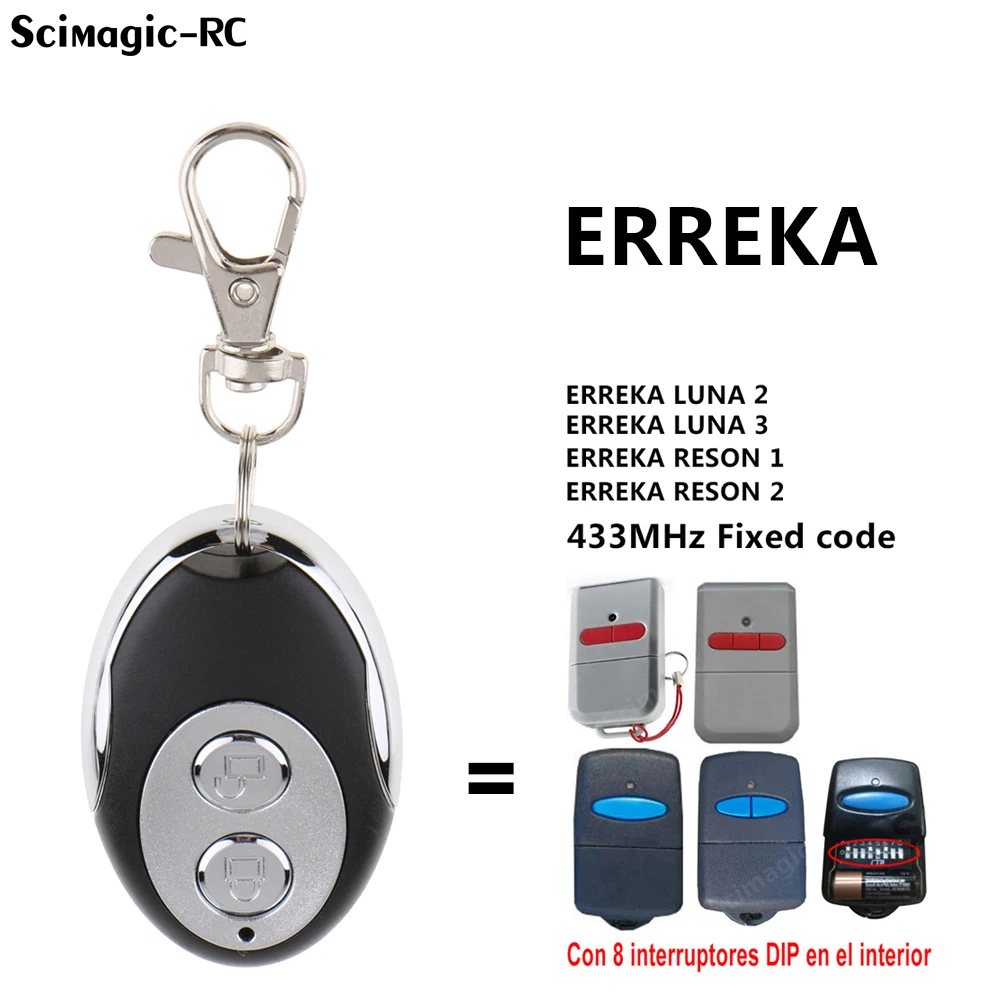 

433 ERREKA Remote Control Garage ERREKA LUNA2 LUNA3 RESON1 RESON2 433mhz Mini Key Fob Clone Fixed Code Duplicator 2023