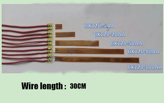 

10pc Solder free Pressure Gauge Concrete BX120 0.5AA-20AA Strain Gauge Sensor Foil Type Resistance Strain Gauge wire 30CM