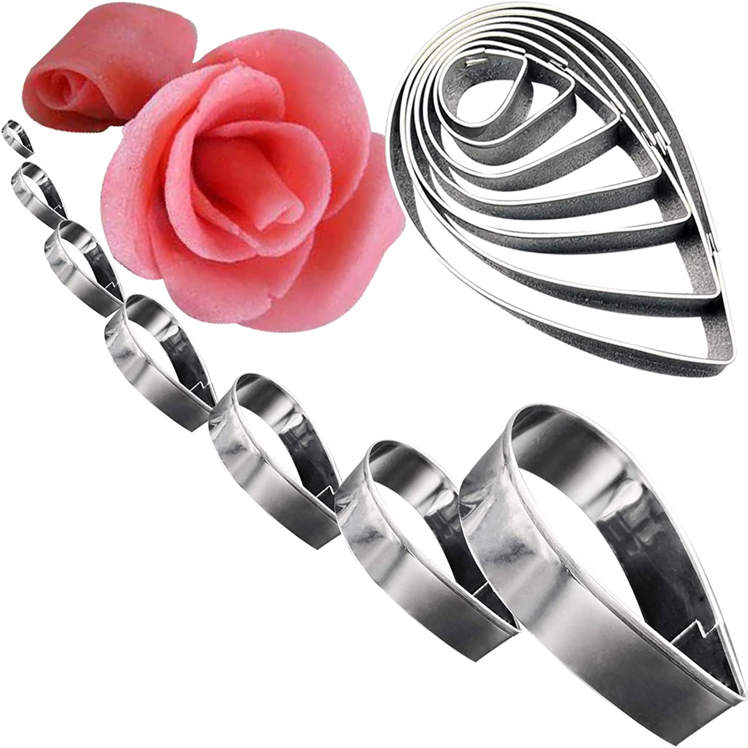 

Tear Drop Cutter Set Polymer Clay Tool Rose Petal Shape Cake Cookie Austin Rose Flower Cutters Pottery diy Fondant Decorations