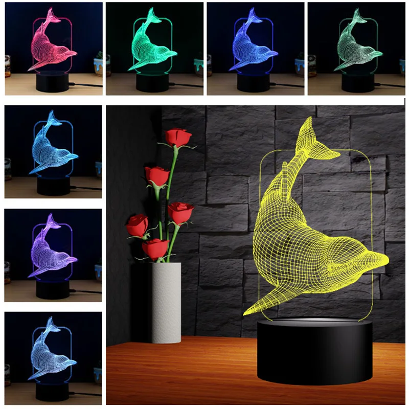 Acrylic 3D Night LED Light Lamp Display Base Light Base Stand 7 Colors with Remote Control USB Cable Decorative Light Hot