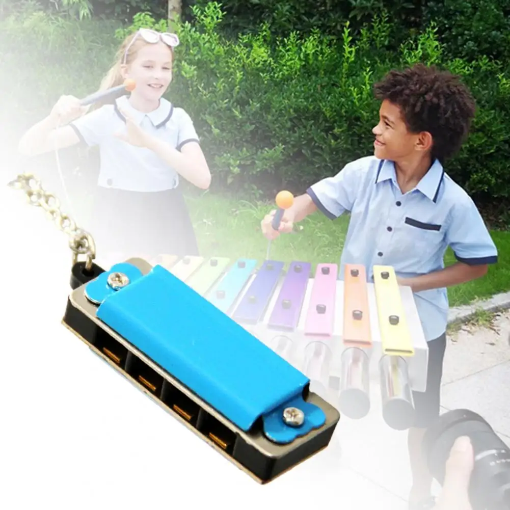 8 Tone 4 Hole Mini Harmony Pendant Small Harmonica Playable Songs Children's Musical Instruments Student Holiday Gift Pendant