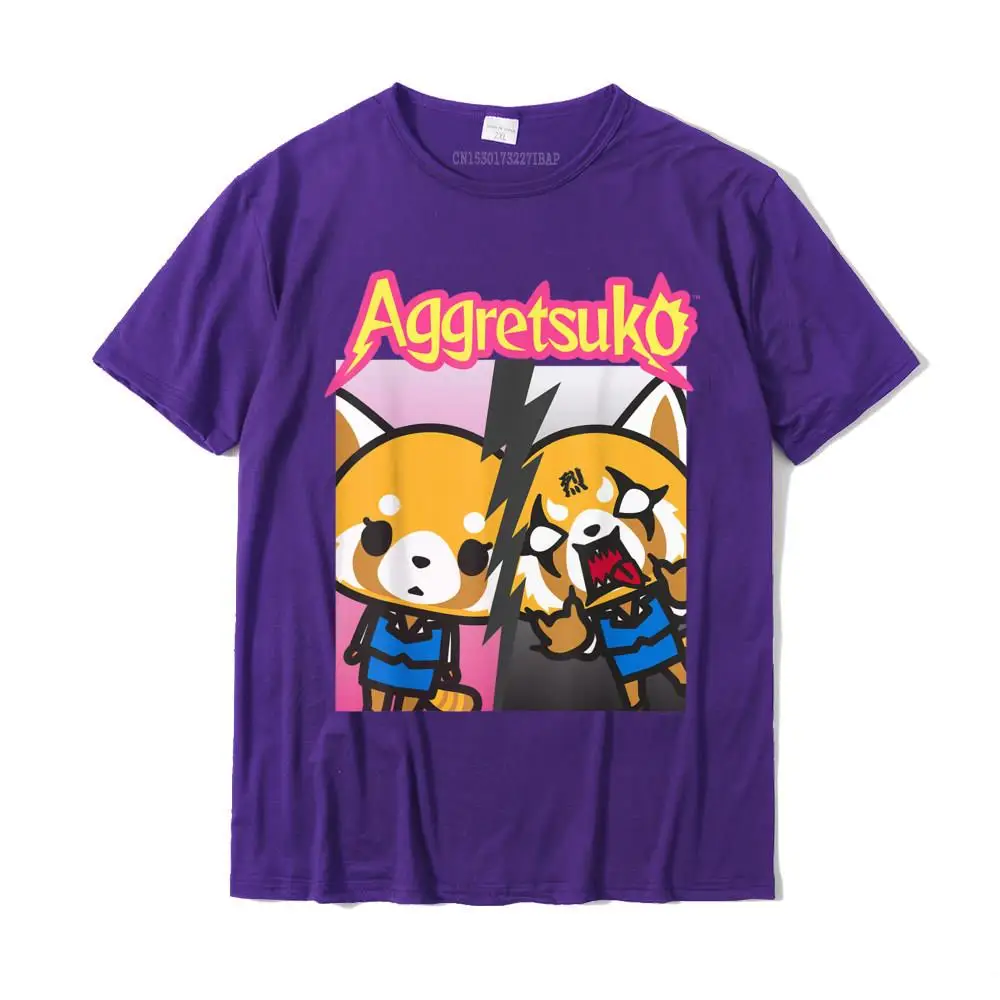 Aggretsuko Split Personality Tee Shirt T Shirts Normal Faddish Men\'s Tops Shirts Normal Cotton Happy New Year