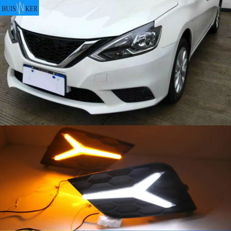 

For Nissan Sentra Sylphy 2016 2017 2018 headlight headlights 2pcs LED Daytime Running Lights DRL fog lights