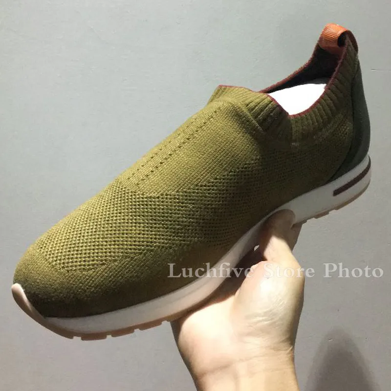 Men lace-up Flat Shoes Casual Shoes Simple comfortable leisure Sneakers Knitted Elastic slip-on Run Shoes 2021 Hot Brand Shoes