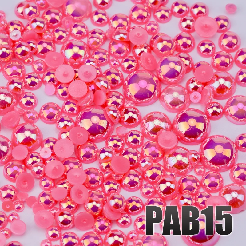 VDD 200g Großhandel Gemischte Größen 3-10mm Farbe AB Macaroon ABS Imitationsperlen Halbrunde Flachrückseitige Perlen DIY Nagelkunst Dekoration Handwerk – Detail 17