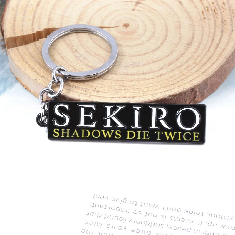 Game Sekiro Shadows Die Twice Keychain Rectangle Letter Logo Metal Keyring Pendant Men Car Women Bag Accessories