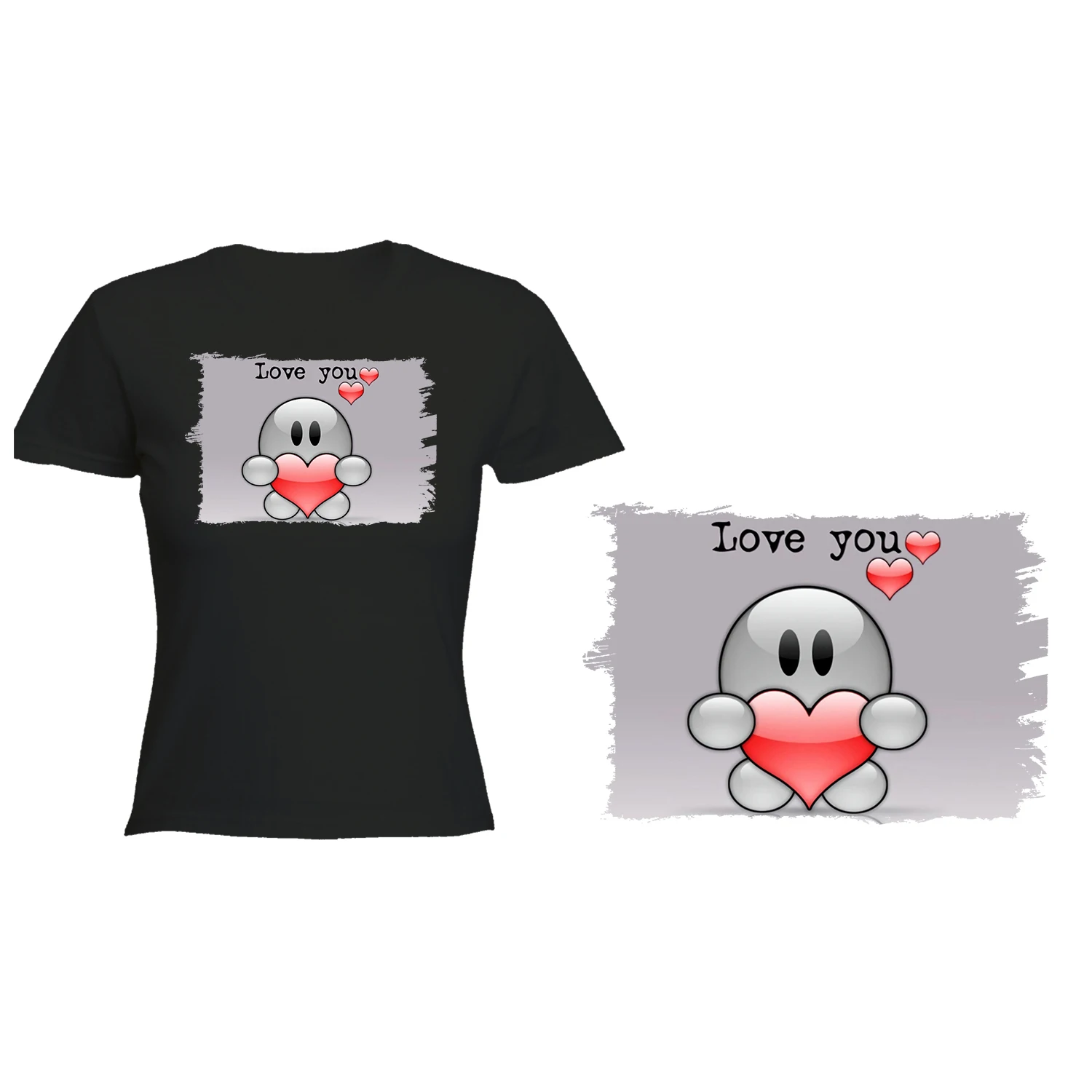 WOMENS BLACK T-SHIRT I LOVE YOU T-shirt