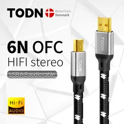 TODN Hifi USB Kabel Wysokiej jakości 6N OFC srebrny Typ A do Typ B Hifi Data audio cyfrowy Kabel do DAC TODN Hifi USB Kabel Wysoki