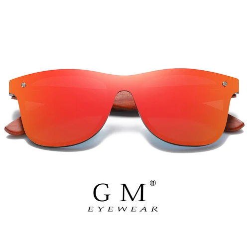GM gafas de sol polarizadas sin montura de madera roja para hombre, gafas de sol con montura cuadrada, gafas de sol para mujer, gafas de sol masculinas, gafas de sol masculinas