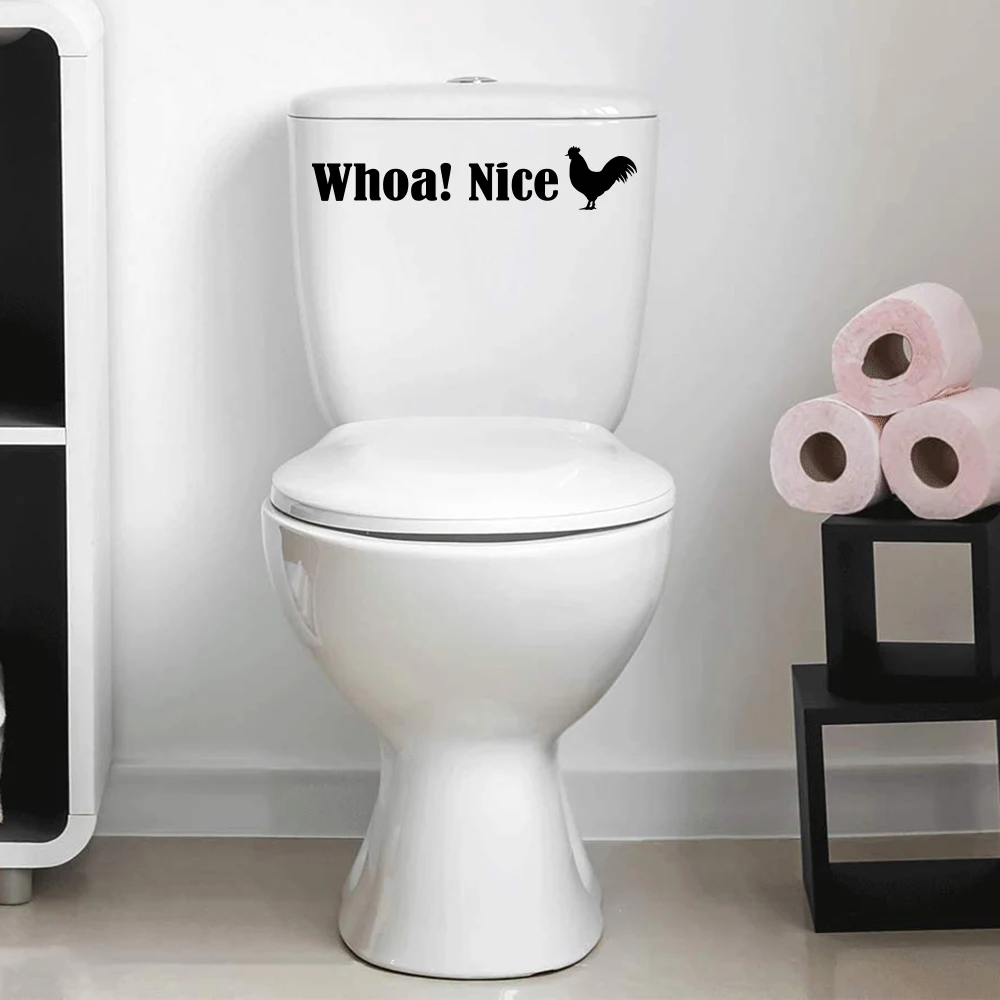 Funny Whoa! Nice Cock Sticker Vinyl Decal Toilet Bathroom Chicken Rooster Home Decor