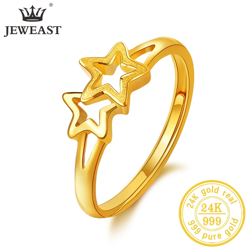 

JLZB 24K Pure Gold Ring Real AU 999 Solid Gold Rings Shiny Star Beautiful Upscale Trendy Classic Jewelry Hot Sell New 2023