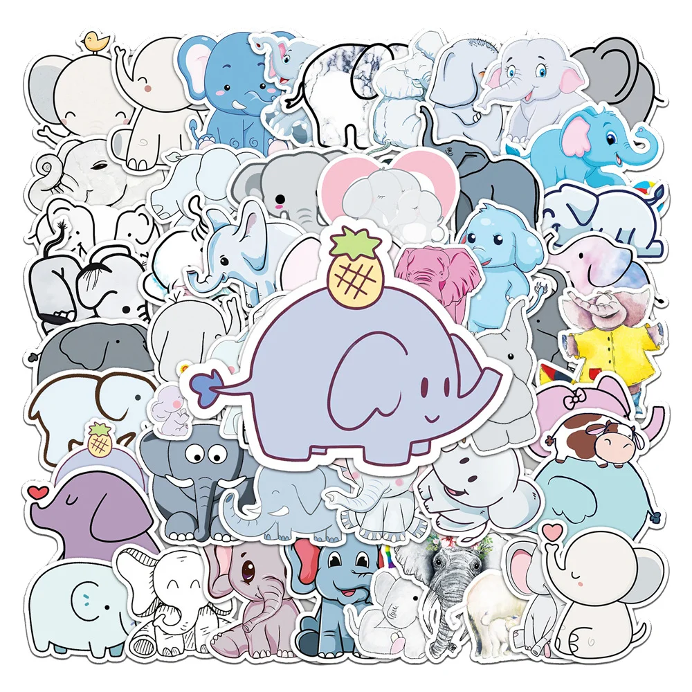 50pcs Cute Elephant Stickers For Notebooks Stationery Laptop Kscraft Personalized Sticker Scrapbooking Material Craft Supplies