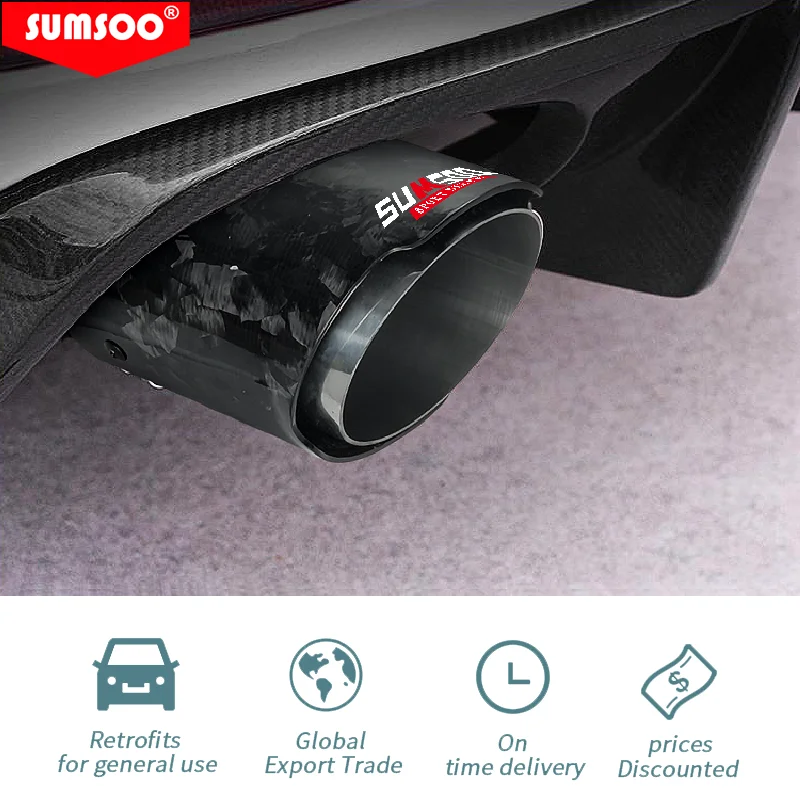 genuine SUMSOO hot sale Forged Carbon Muffler Tip Exhaust System Universal Stainless silver Mufflers pipe