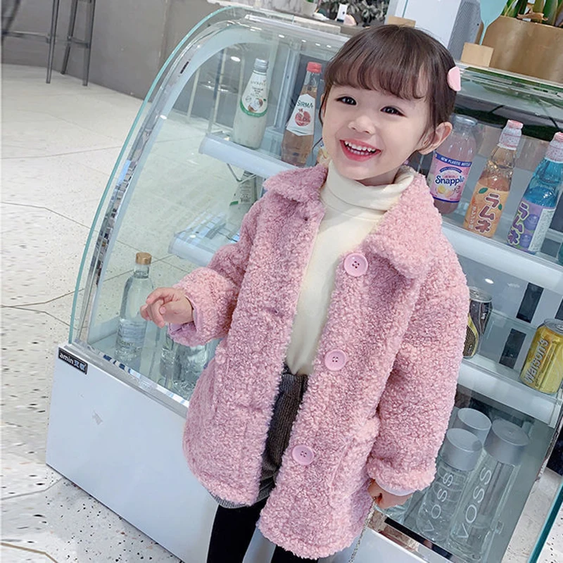 Cappotto di peluche per ragazze 2024 nuova primavera autunno Lambswool capispalla per bambini moda versione coreana giacca per bambini vestiti per