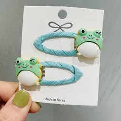 2Pcs/Set Girls Cute Animal Frog Monkey Hair Clips Kids Lovely Hairpins Headband Barrettes Kids Fashion Hair Accessories Gift