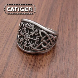 Vintage 316L Stainless Steel Nordic Viking Ring Custom Amulet Rune Scandinavian Odin Symbol Rings Men Jewelry