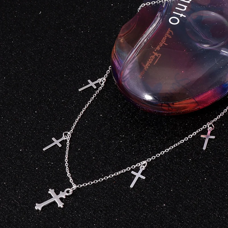 Silber Farbe Kreuz Halsketten & Anhänger für Frauen Choker Schlüsselbein Kette Schmuck Femme Bijoux Collares – Detail 8