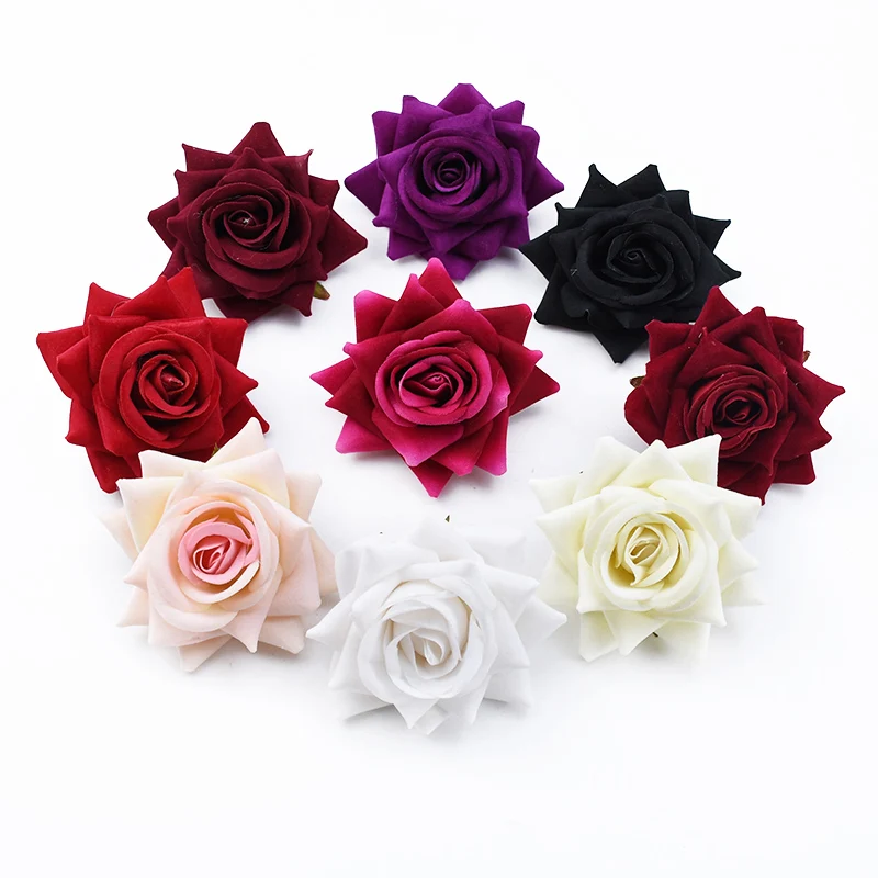 

5pcs 7CM Flannel Roses Flower Wall Explosion Home Decoration Accessories Wedding Scrapbooking Gifts Artificial Flowers Wholesale