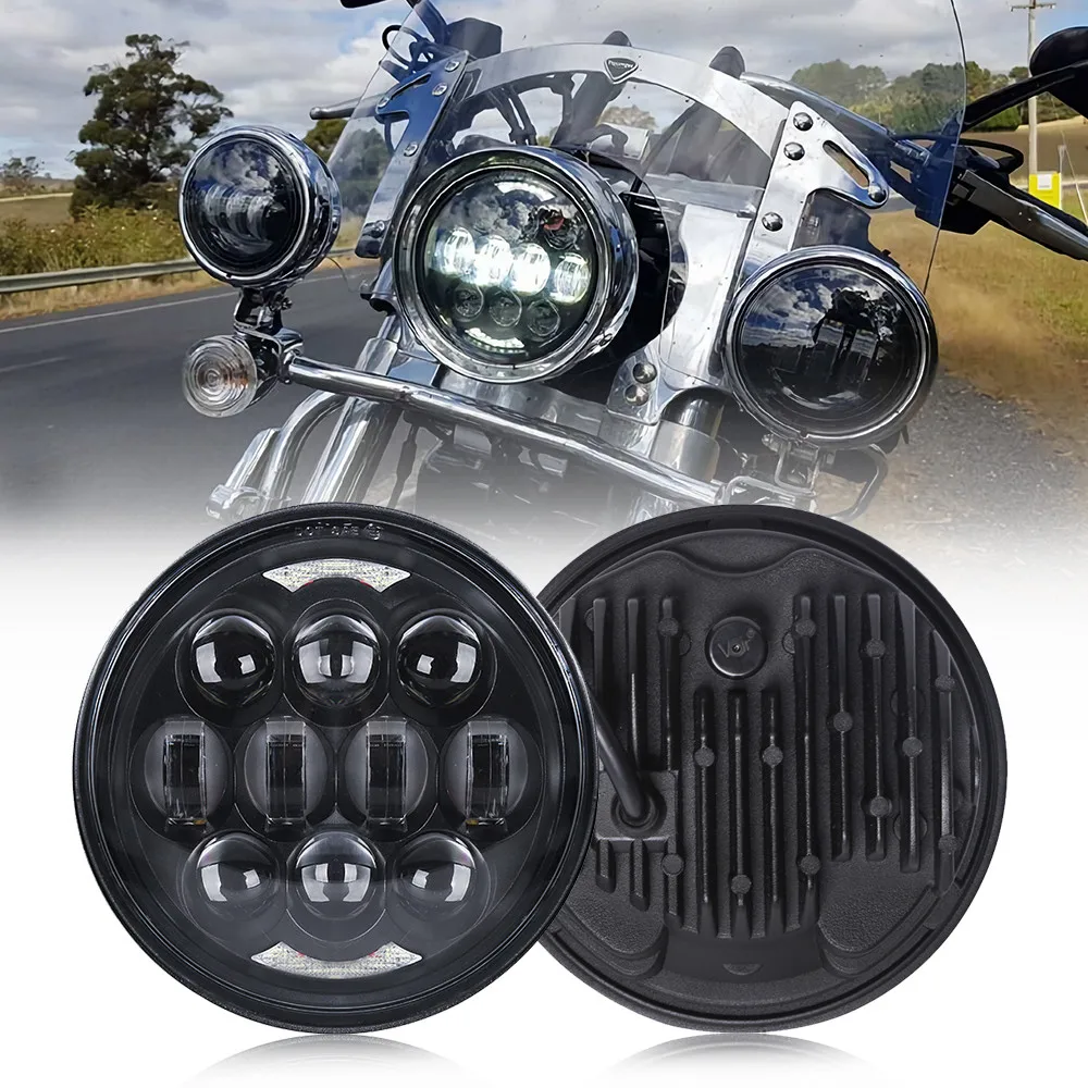 

80W 5-3/4" 5.75 Inch LED Headlight for Harley Sportster 883 1200, Iron 883, Dyna, Street Bob FXDB Speed Triple Headlamp