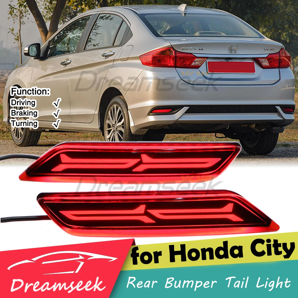 

Фонарь заднего бампера, задний фонарь для Honda City 2017 2018 2019, тормозной фонарь с динамическим поворотным сигналом, FJ-образный Красный объектив