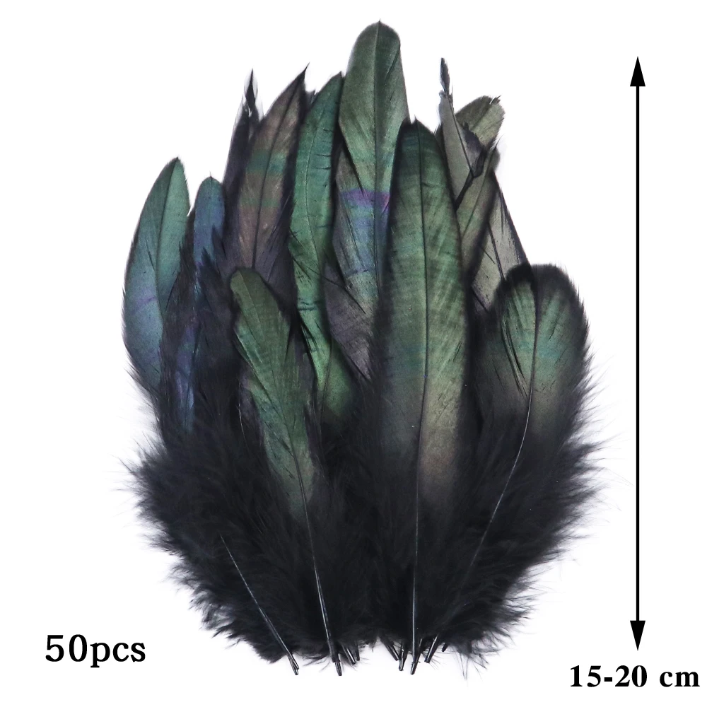 50 sztuk/paczka czarne pióra koguta barwione kolorowe naturalne pióropusze bażanta 15-20cm/6-8 cal impreza przebierana Decor pióra dla Craft