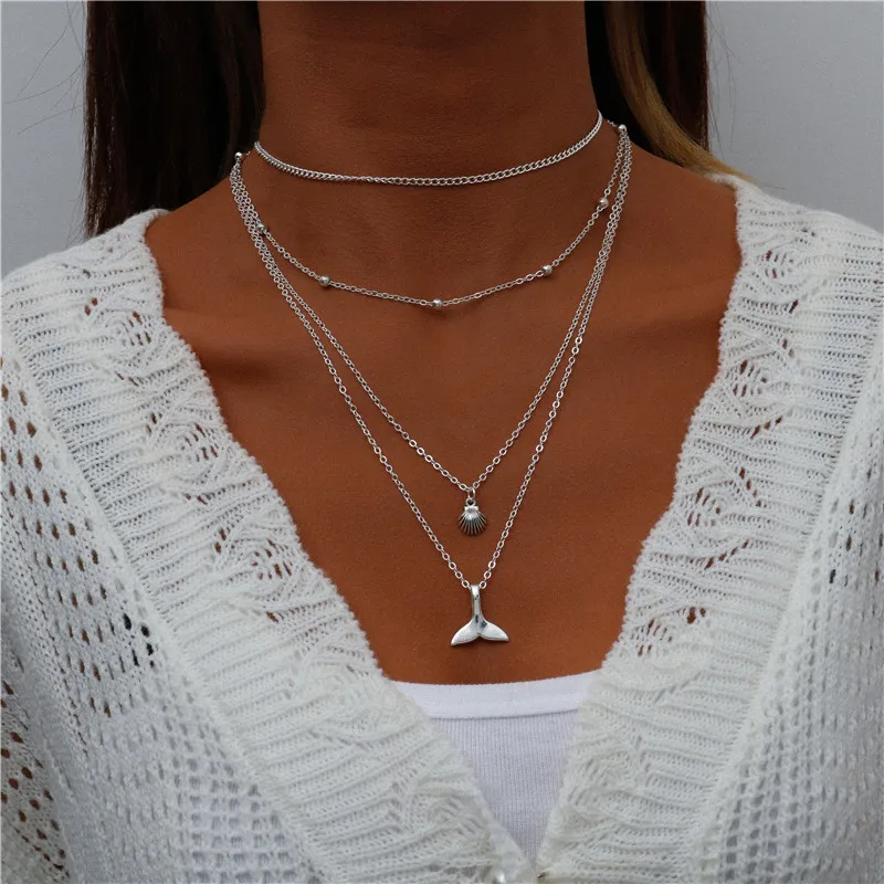 Tenande Bohemian Mehrschichtige Halskette für Frauen Vintage Wassertropfen Münze Stern Mond Anhänger Halskette Geometrisches Collier Collares – Detail 29